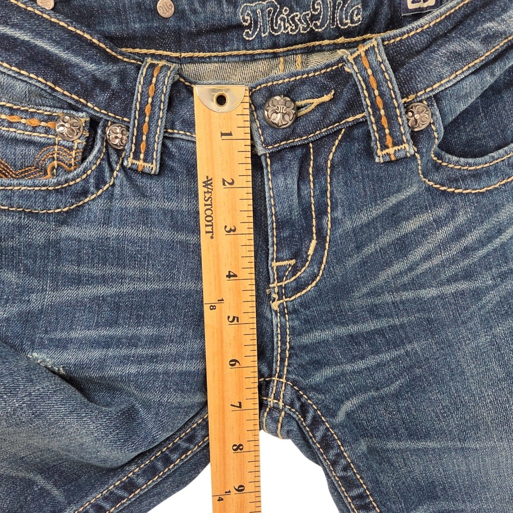Miss Me Bootcut Jeans 26 Blue Cow Print Pockets Cowgirl Western Y2K - Picture 8 of 10
